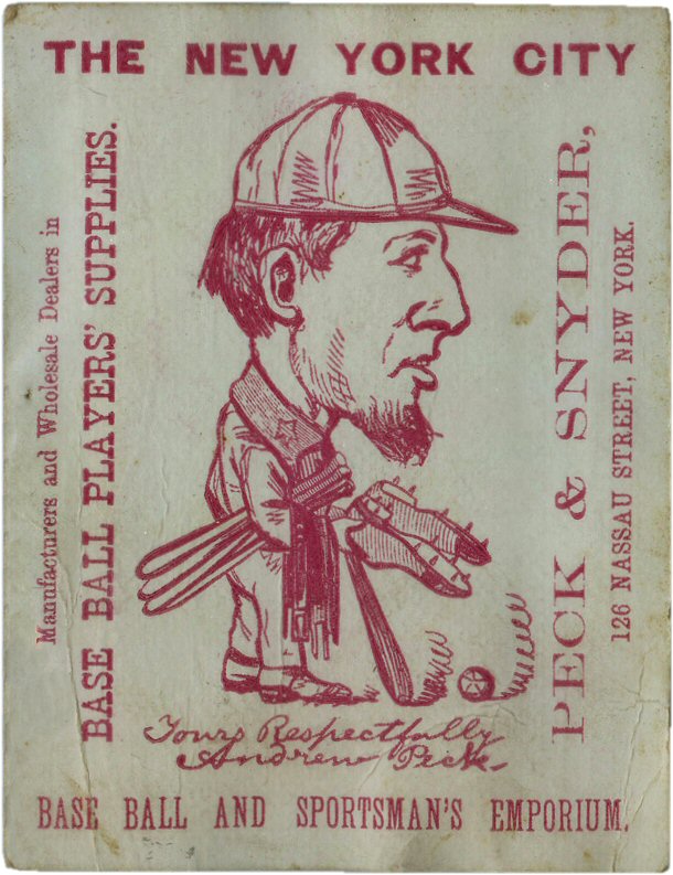 baseball cards back. Peck amp; Snyder (ack)